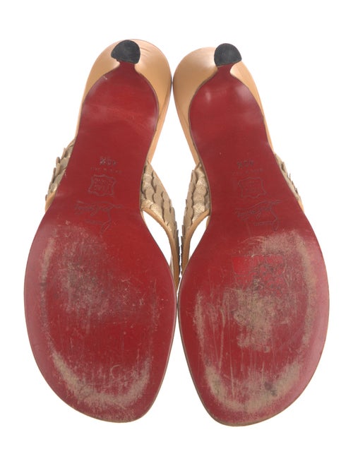 Christian Louboutin Leather Glitter Accents Slides