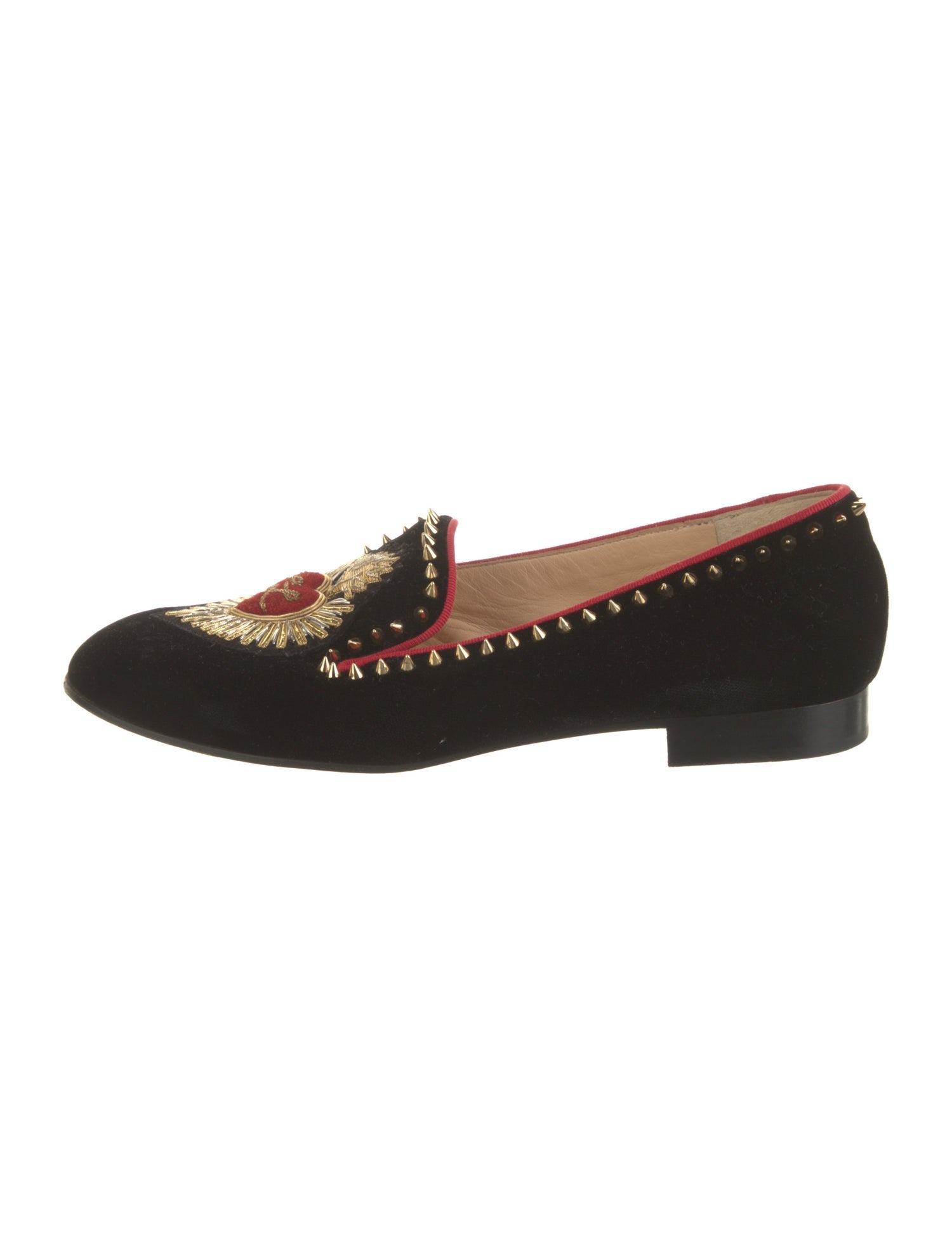 Christian Louboutin Spike Accents Velvet Loafers