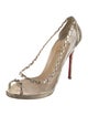Christian Louboutin PVC Whipstitch Trim T-Strap Pumps