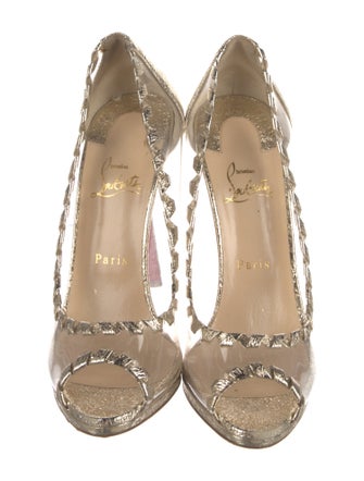 Christian Louboutin PVC Whipstitch Trim T-Strap Pumps