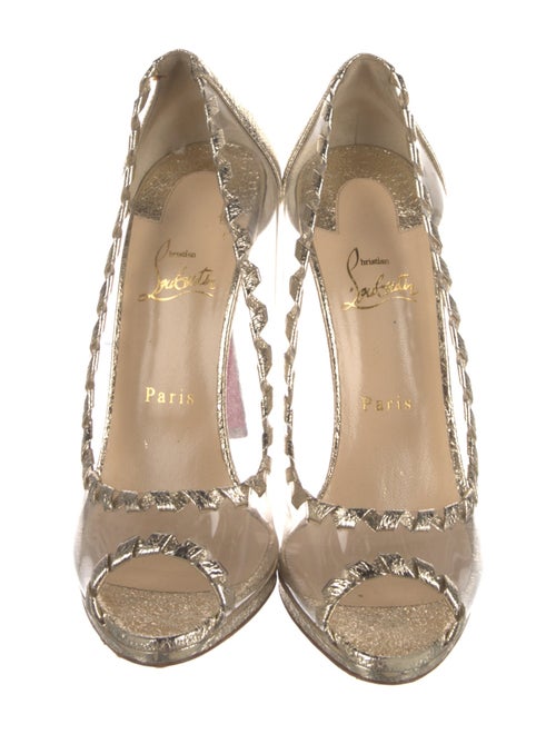 Christian Louboutin PVC Whipstitch Trim T-Strap Pumps