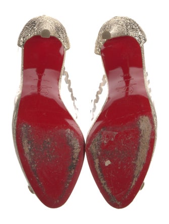 Christian Louboutin PVC Whipstitch Trim T-Strap Pumps