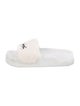 Christian Louboutin Shearling Graphic Print Slides