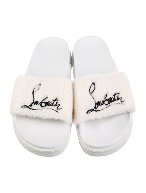 Christian Louboutin Shearling Graphic Print Slides