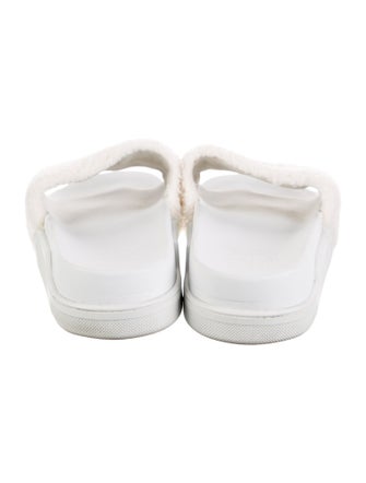 Christian Louboutin Shearling Graphic Print Slides