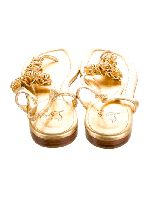 Christian Louboutin Leather Floral Print T-Strap Sandals