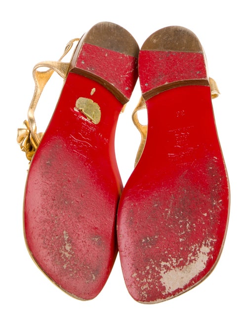 Christian Louboutin Leather Floral Print T-Strap Sandals