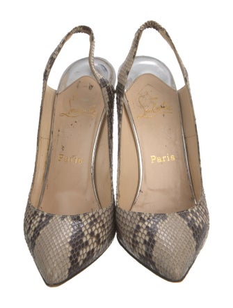 Christian Louboutin Snakeskin Animal Print Slingback Pumps