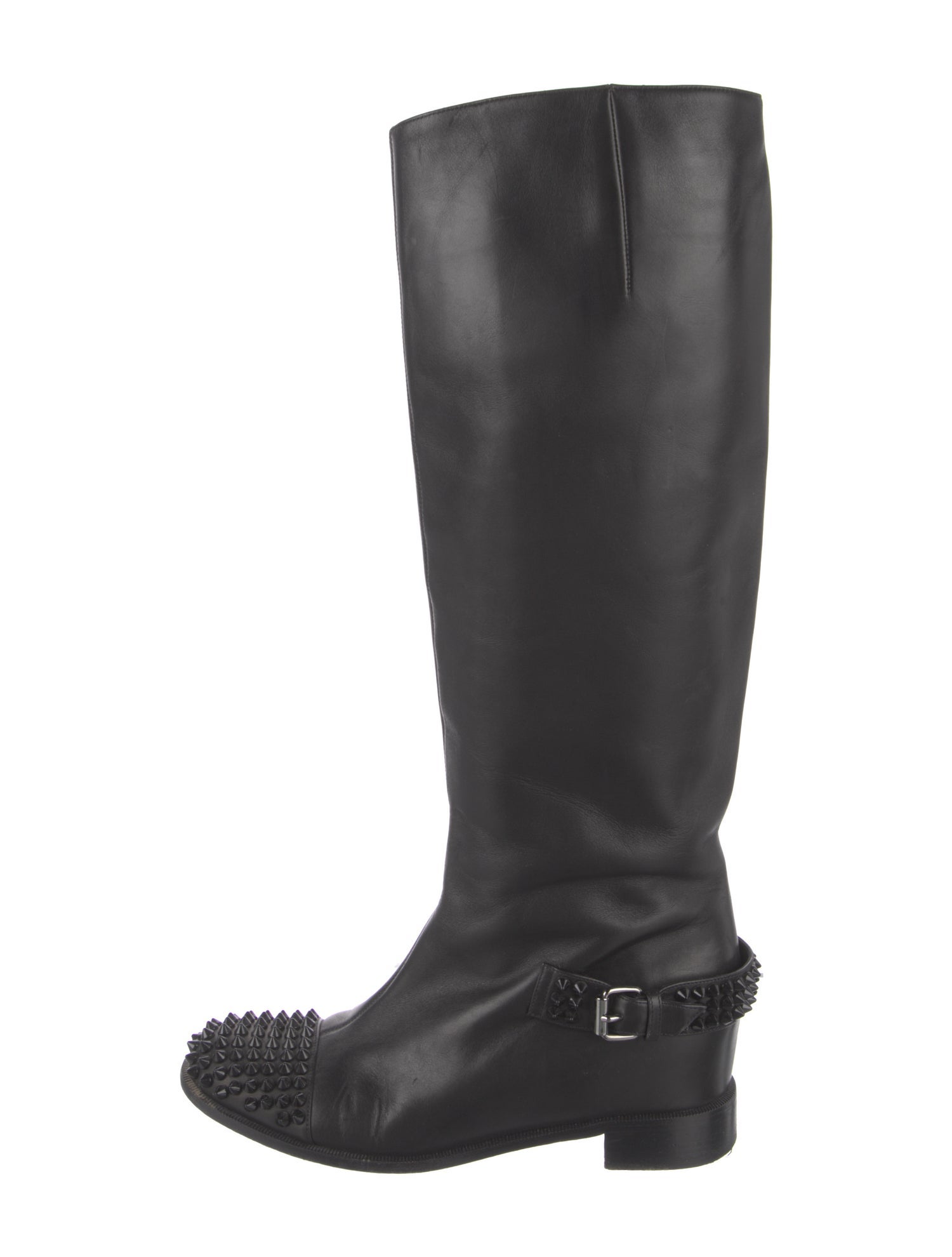 Christian Louboutin Spike Accents Leather Riding Boots