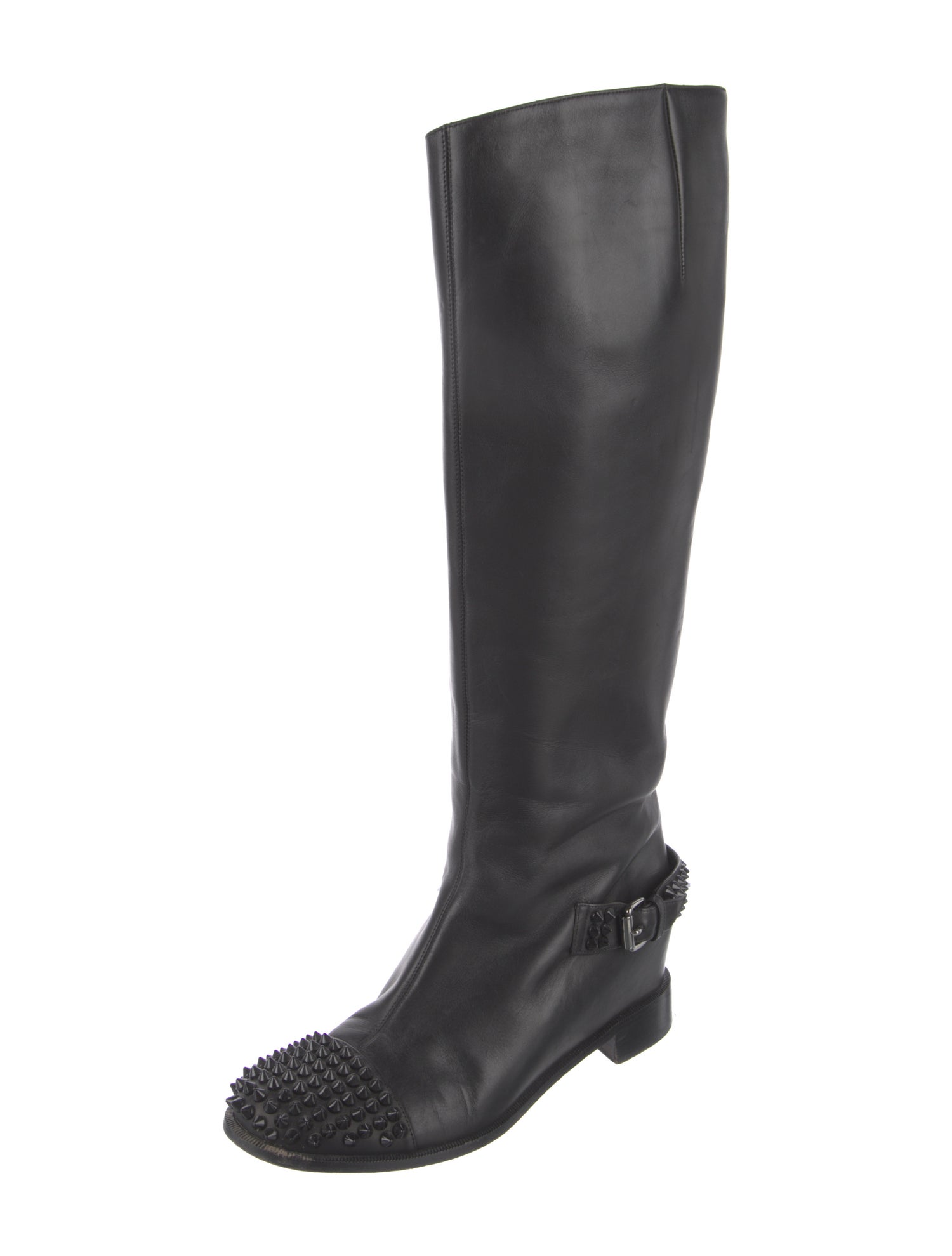 Christian Louboutin Spike Accents Leather Riding Boots