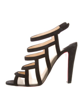 Christian Louboutin Suede Mesh Accents Gladiator Sandals