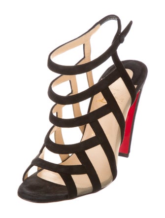 Christian Louboutin Suede Mesh Accents Gladiator Sandals