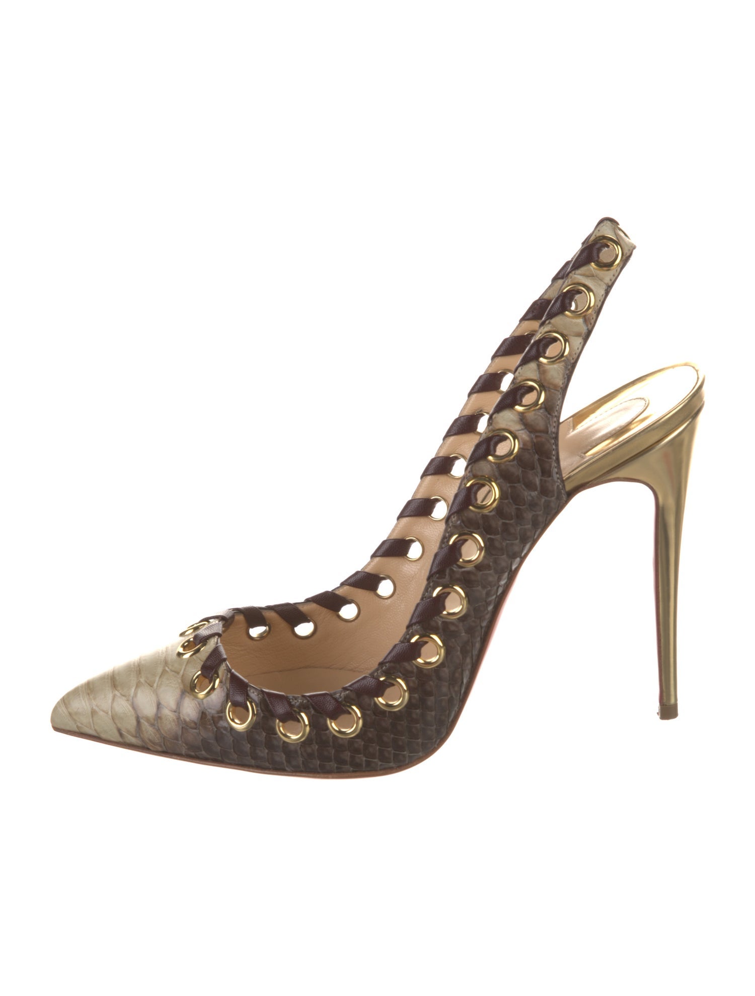 Christian Louboutin Python Animal Print Slingback Pumps