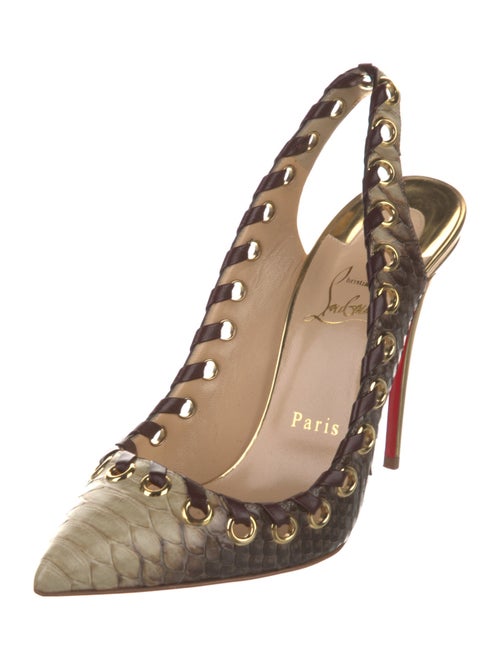 Christian Louboutin Python Animal Print Slingback Pumps
