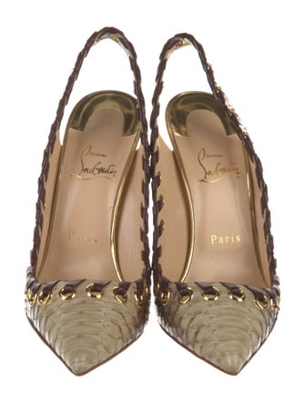 Christian Louboutin Python Animal Print Slingback Pumps