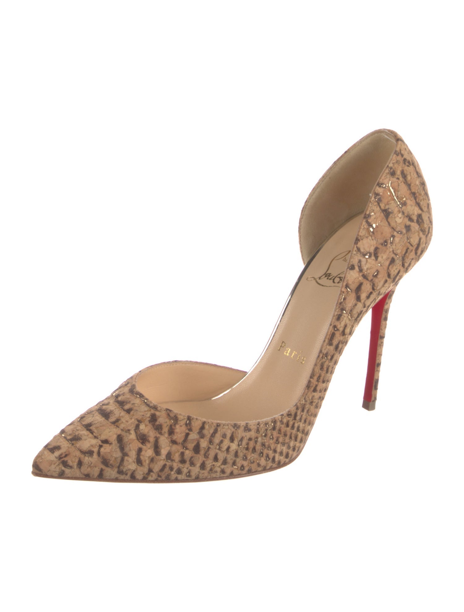Christian Louboutin Animal Print Cutout Accent D'Orsay Pumps