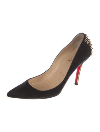 Christian Louboutin Spike Accents Suede Pumps
