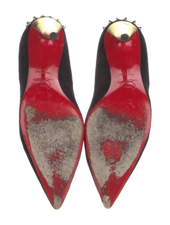 Christian Louboutin Spike Accents Suede Pumps