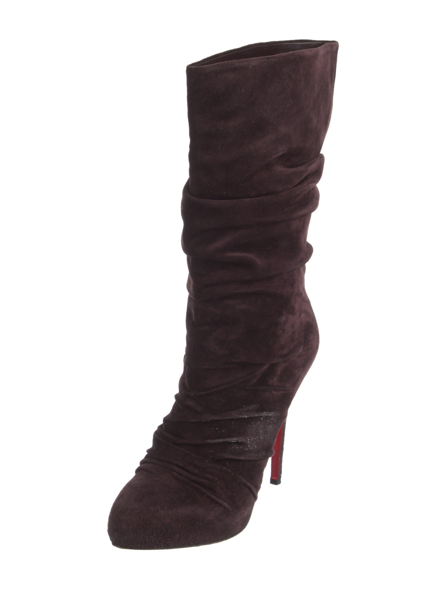 Christian Louboutin Suede Pleated Accents Slouch Boots