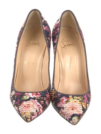 Christian Louboutin Leather Floral Print Pumps
