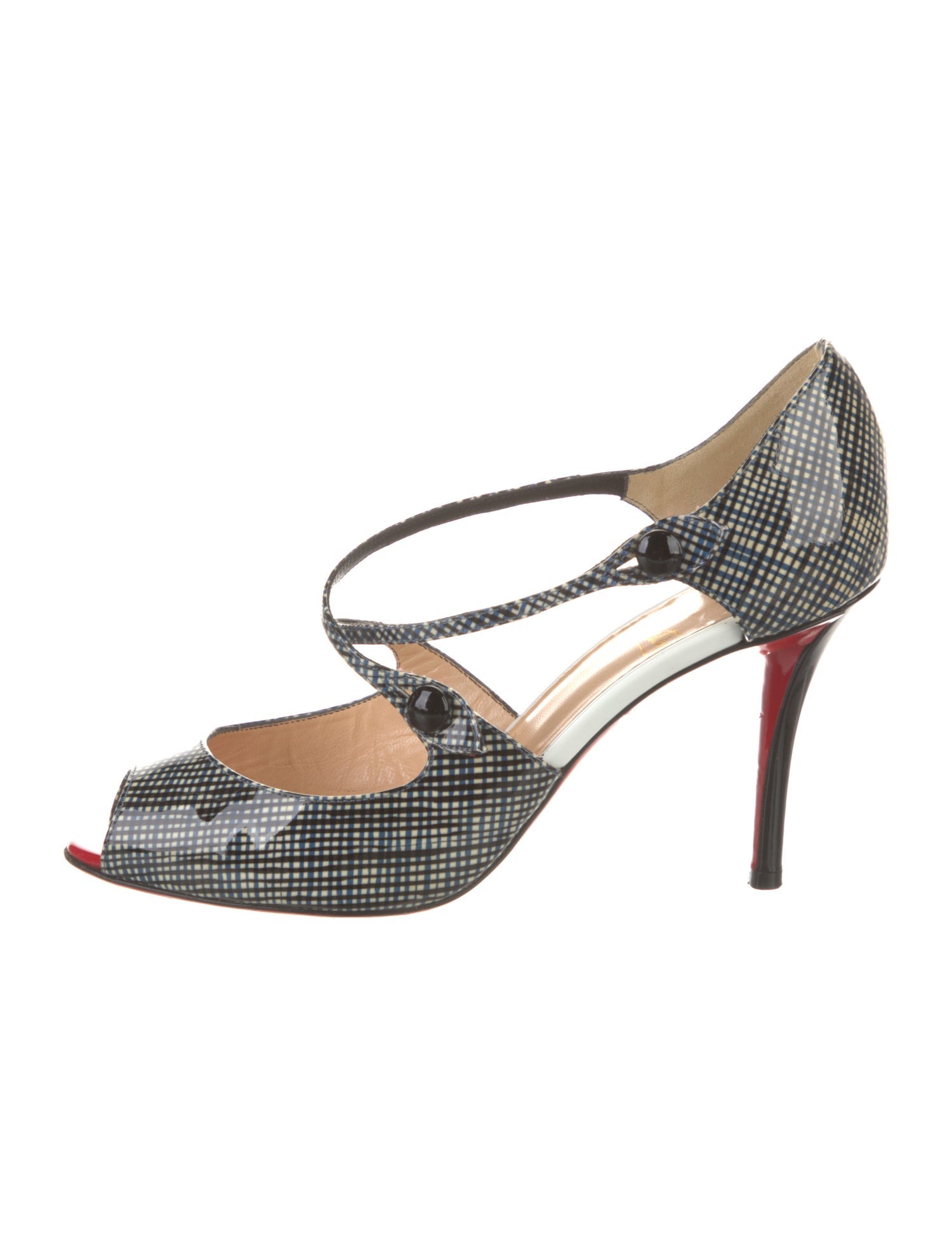 Christian Louboutin Patent Leather Plaid Print D'Orsay Pumps