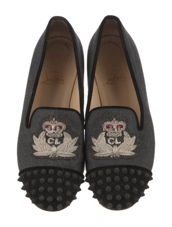 Christian Louboutin Spike Accents Wool Loafers