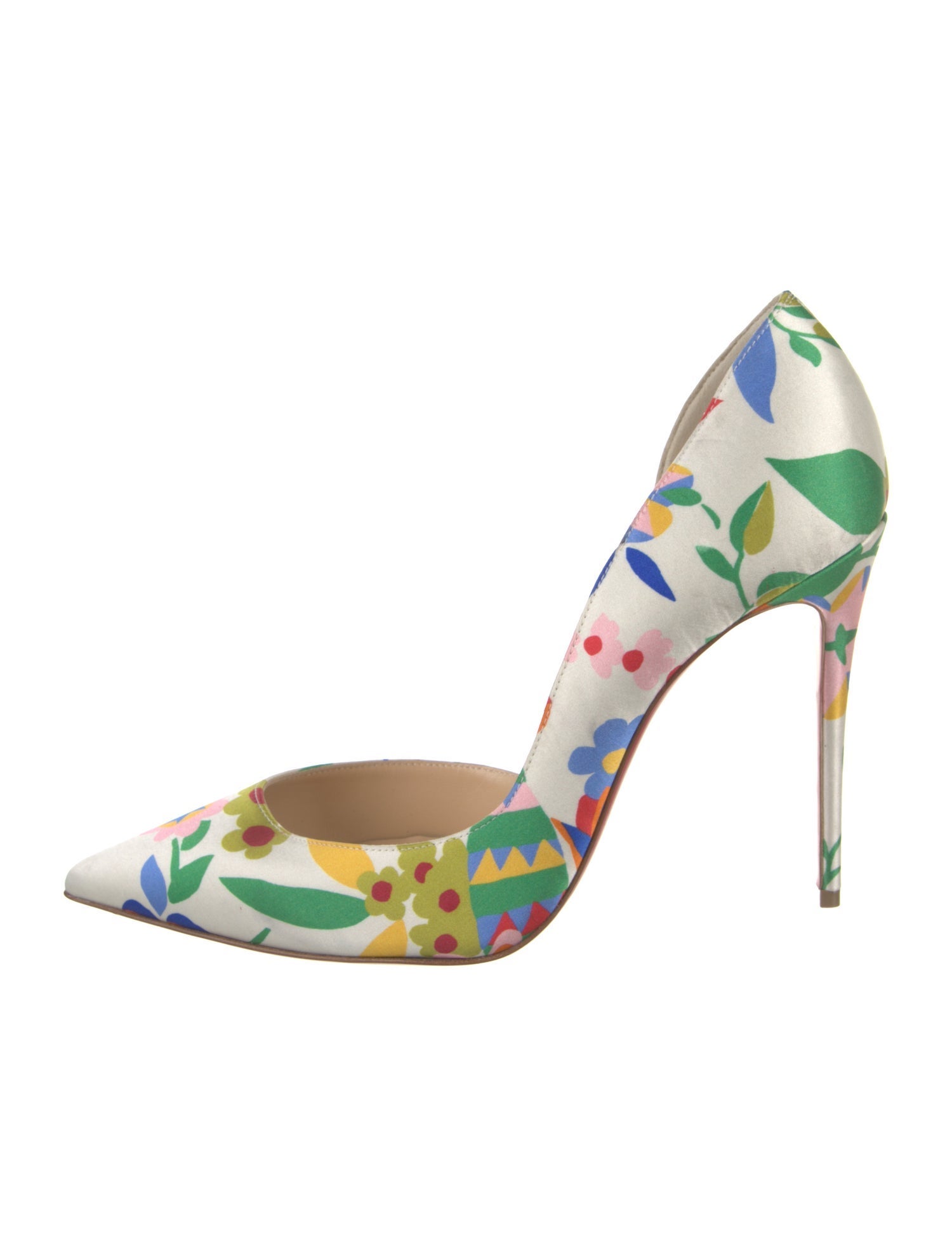 Christian Louboutin Satin Floral Print D'Orsay Pumps