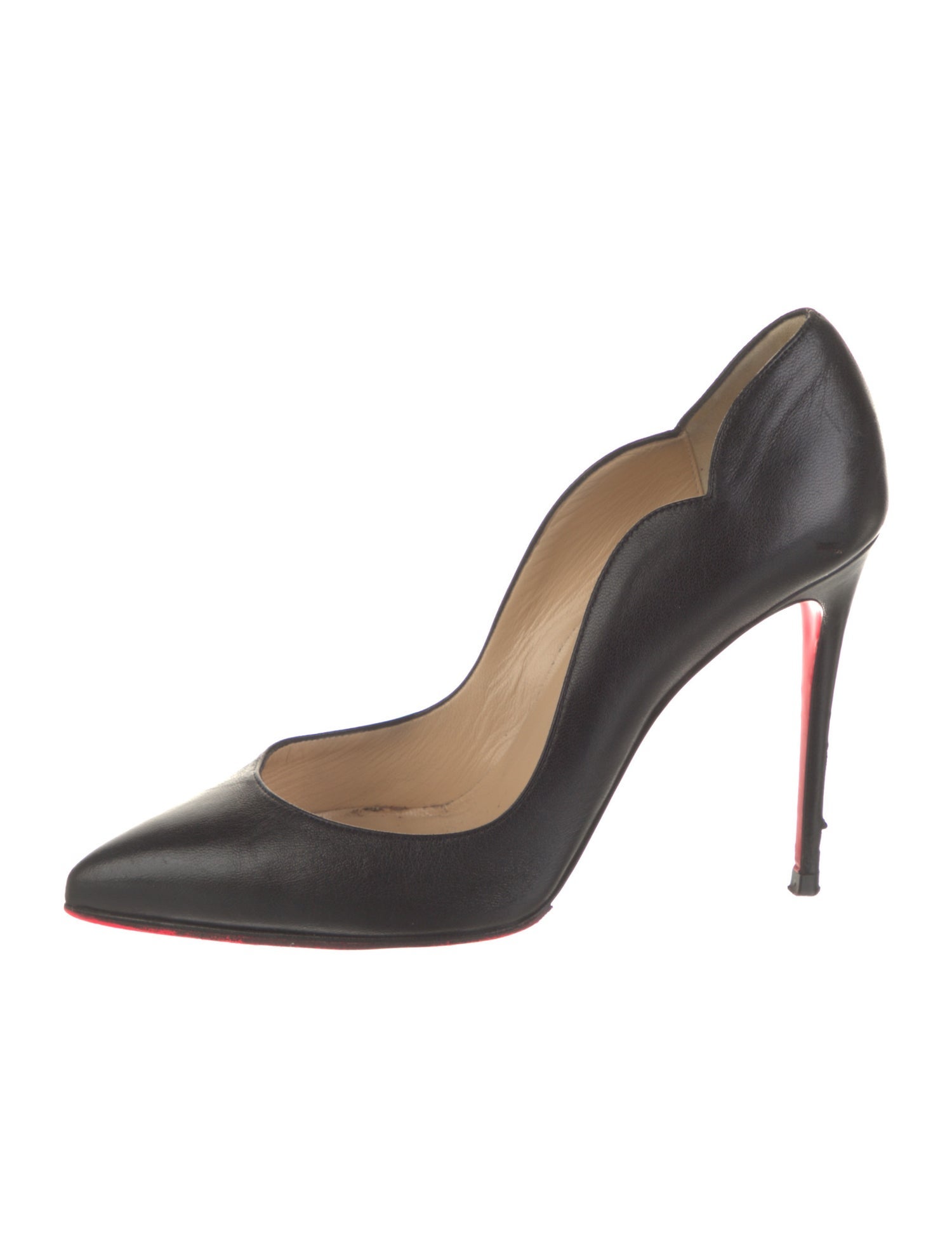 Christian Louboutin Leather Scalloped Accent Pumps