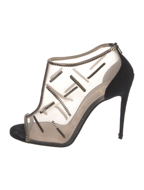 Christian Louboutin Mesh Colorblock Pattern Lace-Up Boots