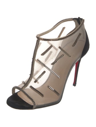 Christian Louboutin Mesh Colorblock Pattern Lace-Up Boots