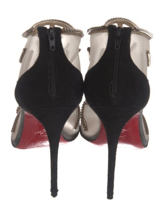 Christian Louboutin Mesh Colorblock Pattern Lace-Up Boots