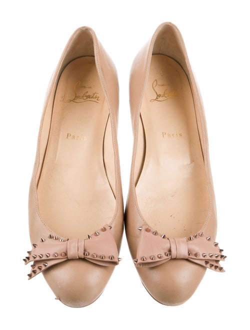 Christian Louboutin Leather Bow Accents Ballet Flats