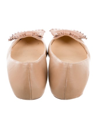 Christian Louboutin Leather Bow Accents Ballet Flats