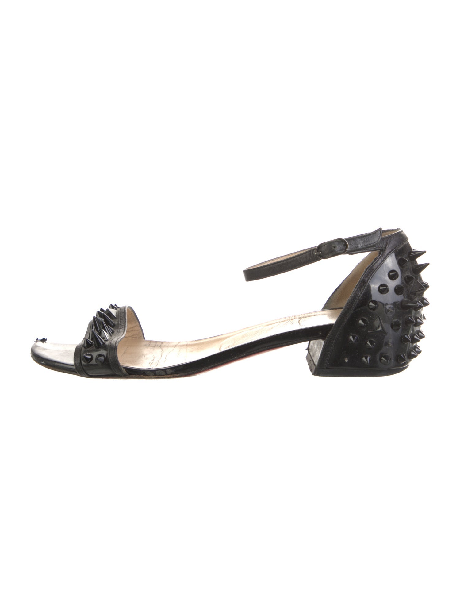 Christian Louboutin Spike Accents Patent Leather Sandals