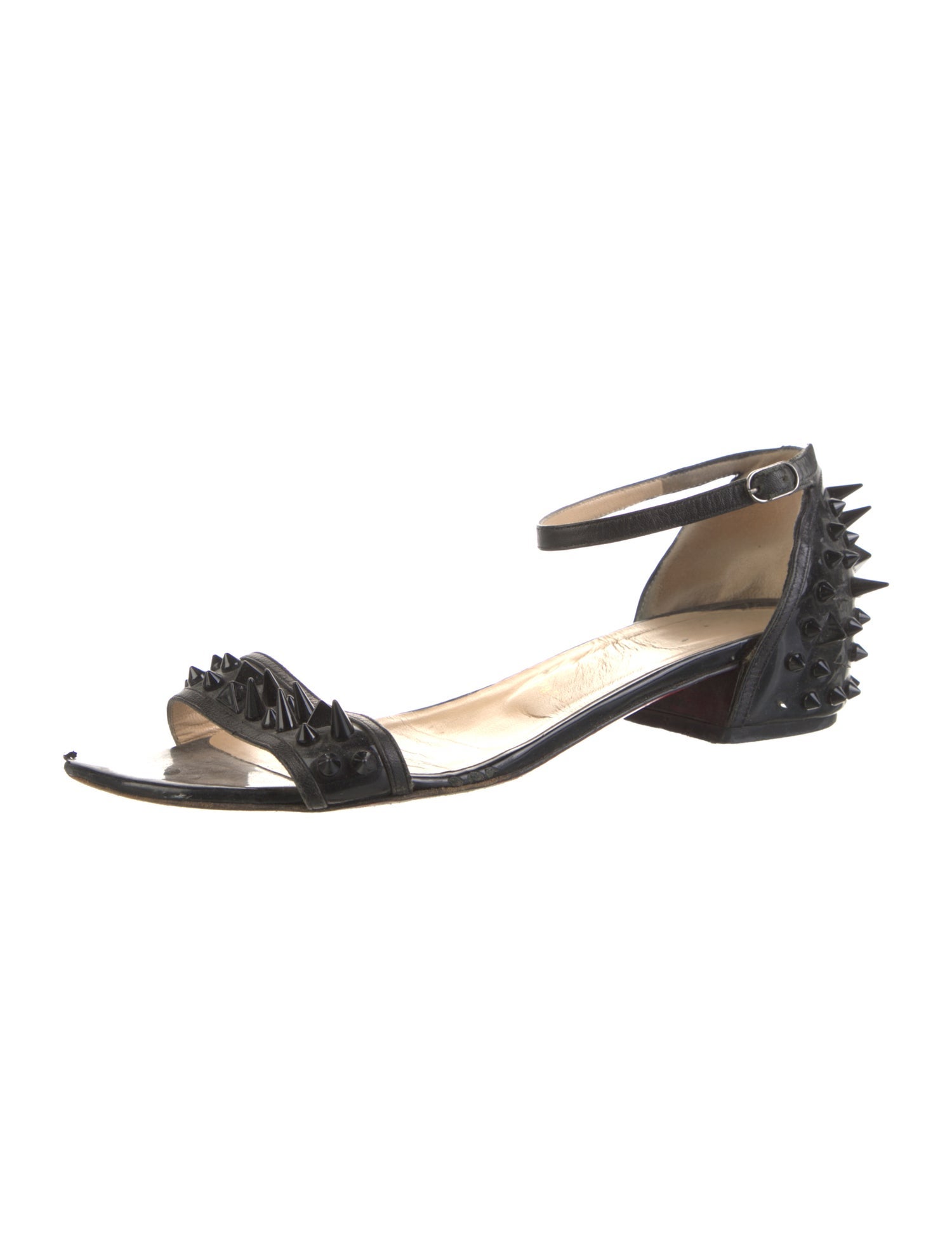 Christian Louboutin Spike Accents Patent Leather Sandals