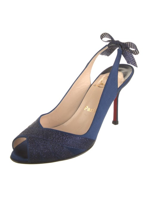 Christian Louboutin Satin Glitter Accents Slingback Sandals