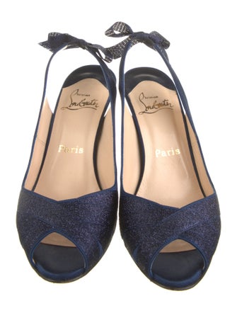 Christian Louboutin Satin Glitter Accents Slingback Sandals