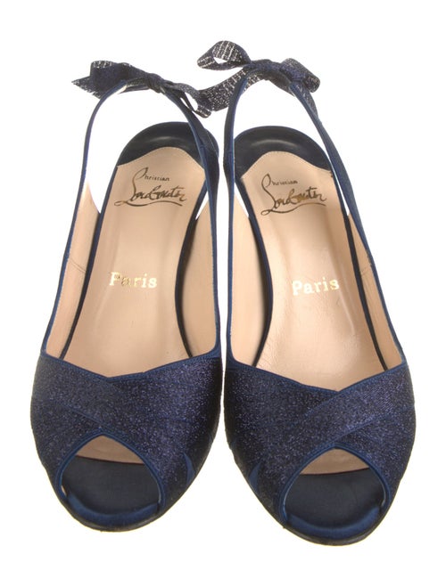 Christian Louboutin Satin Glitter Accents Slingback Sandals