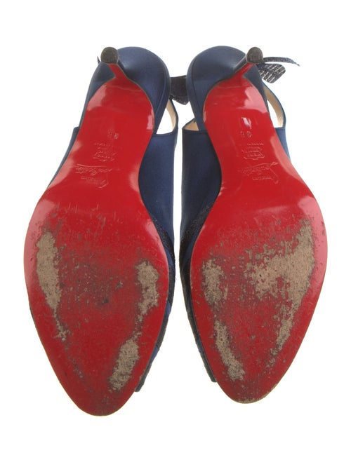 Christian Louboutin Satin Glitter Accents Slingback Sandals