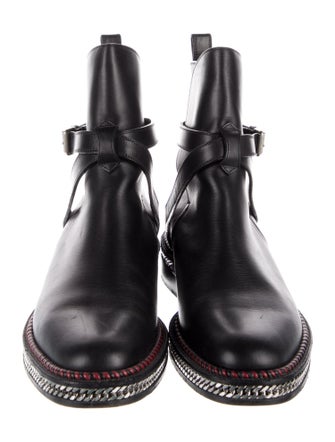 Christian Louboutin Leather Chain-Link Accents Chelsea Boots
