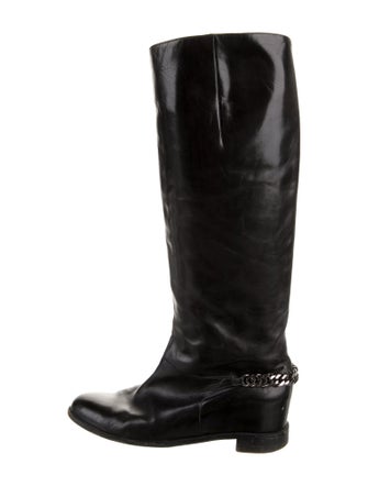 Christian Louboutin Chain-Link Accent Leather Riding Boots