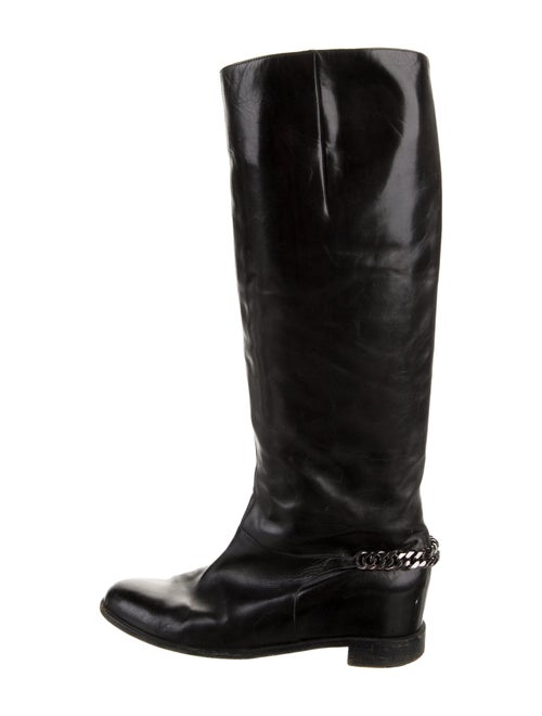 Christian Louboutin Chain-Link Accent Leather Riding Boots