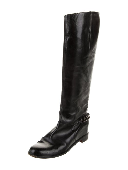 Christian Louboutin Chain-Link Accent Leather Riding Boots