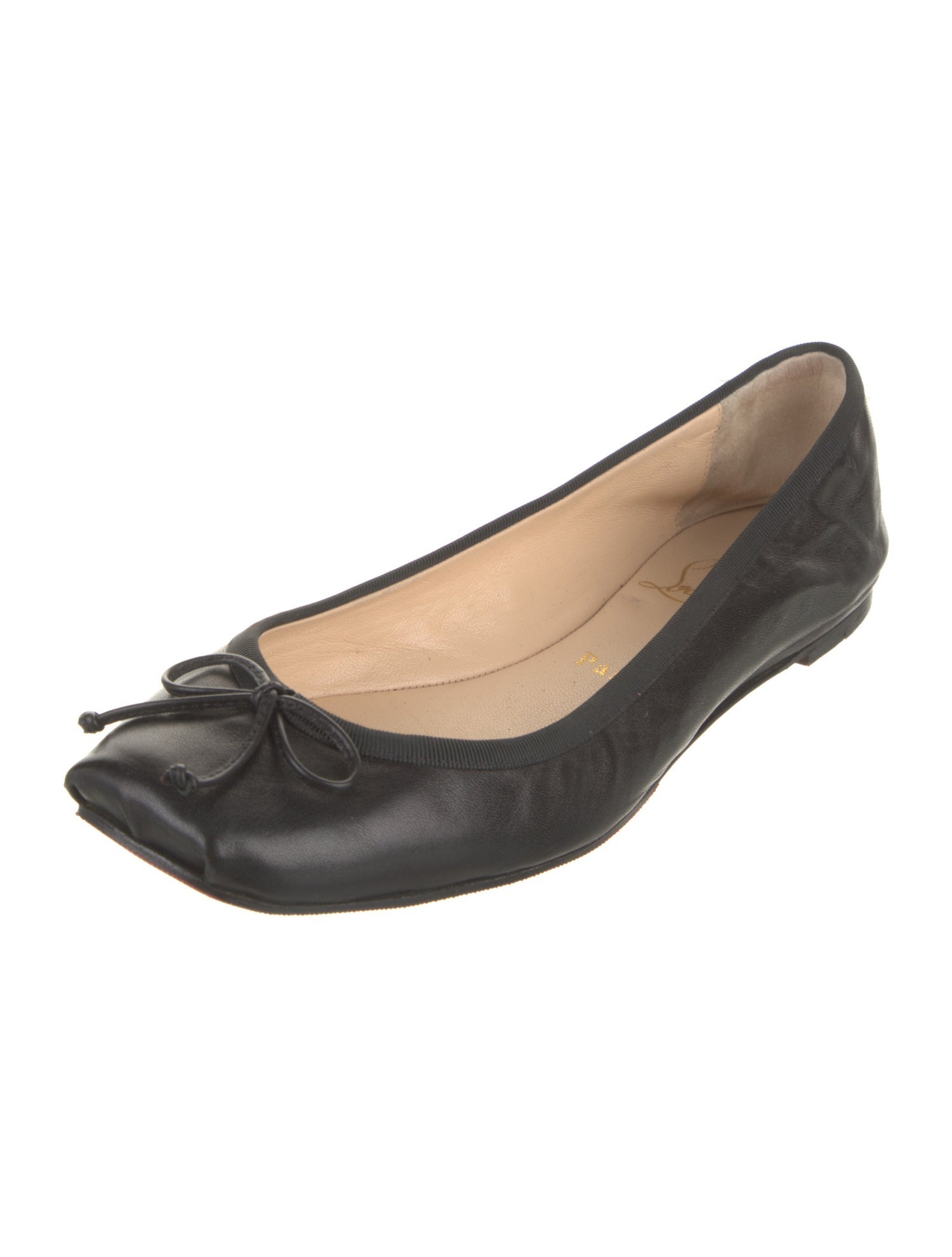 Christian Louboutin Leather Bow Accents Ballet Flats