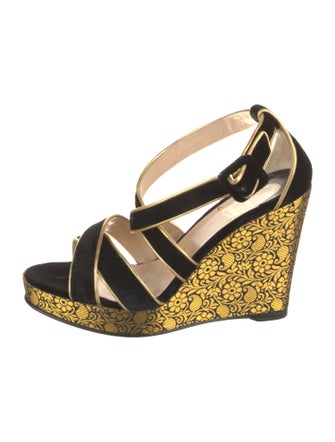 Christian Louboutin Velvet Leather Trim Embellishment Espadrilles