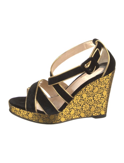 Christian Louboutin Velvet Leather Trim Embellishment Espadrilles