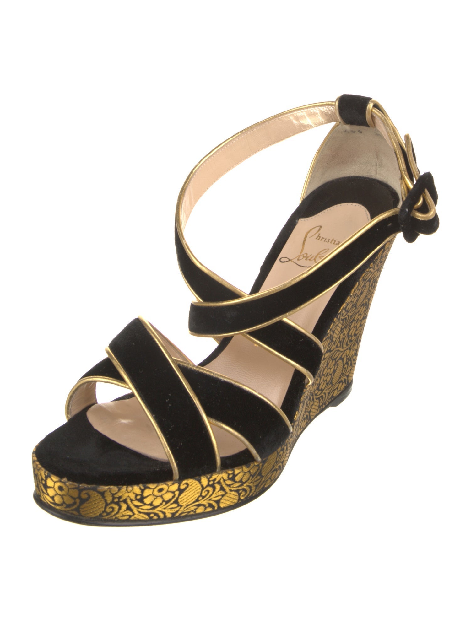 Christian Louboutin Velvet Leather Trim Embellishment Espadrilles