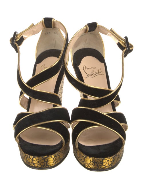 Christian Louboutin Velvet Leather Trim Embellishment Espadrilles