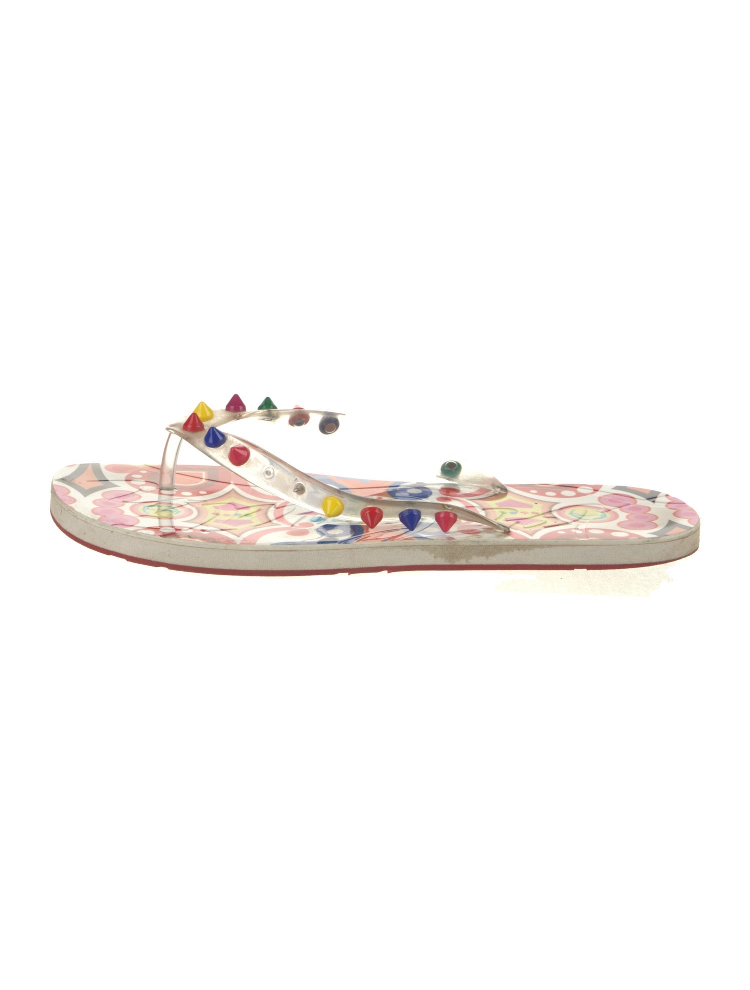 Christian Louboutin Spike Accents Rubber Flip Flops