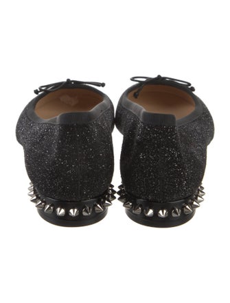 Christian Louboutin Spike Accents Glitter Ballet Flats